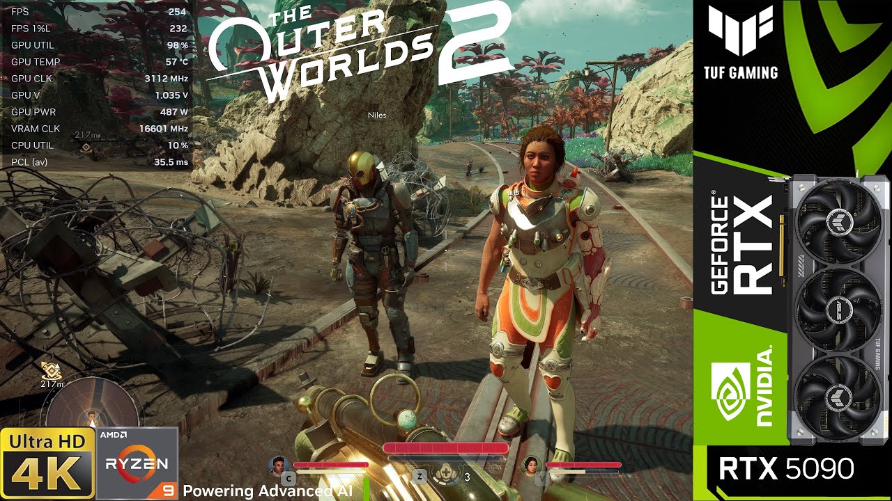 The Outer Worlds 2, Very High Settings 4K, Frame Generation X4 | RTX 5090 | 9950X3D