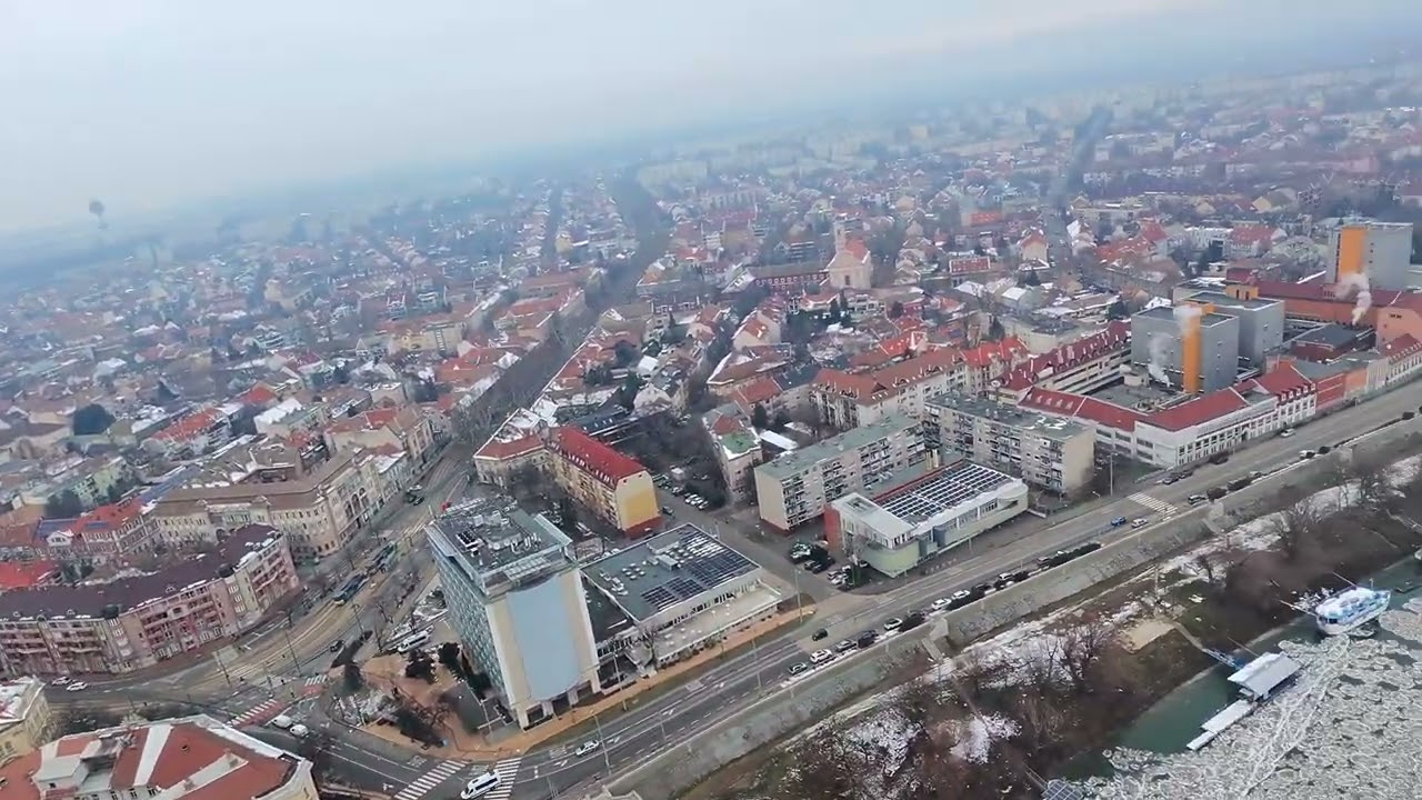 DJI NEO fpv Szeged flying over the frozen Tisza