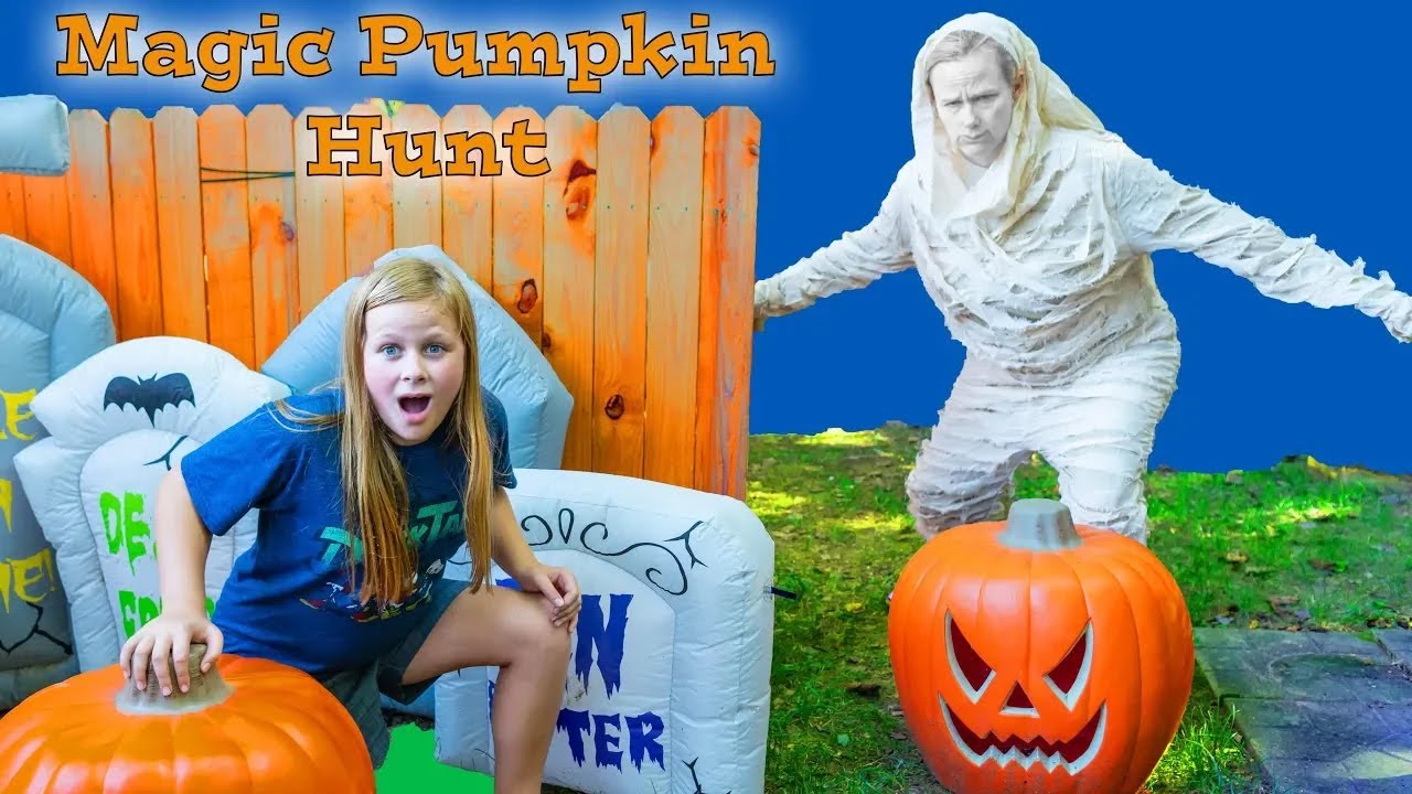 Assistant avoids the Silly Mummy for Magic Pumpkins In Halloween Town