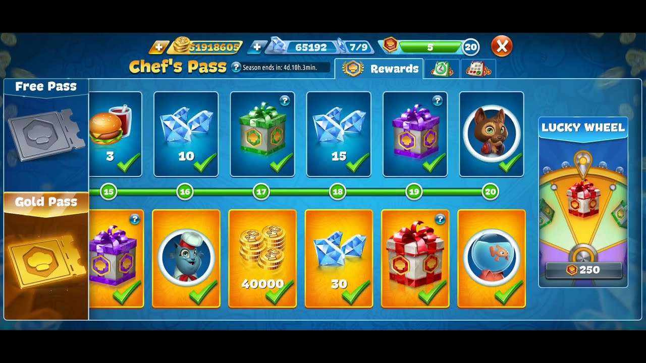 Cooking Fever - New Upgrades Chef's Pass from Daily Quests(Old) ! Day21-Day26