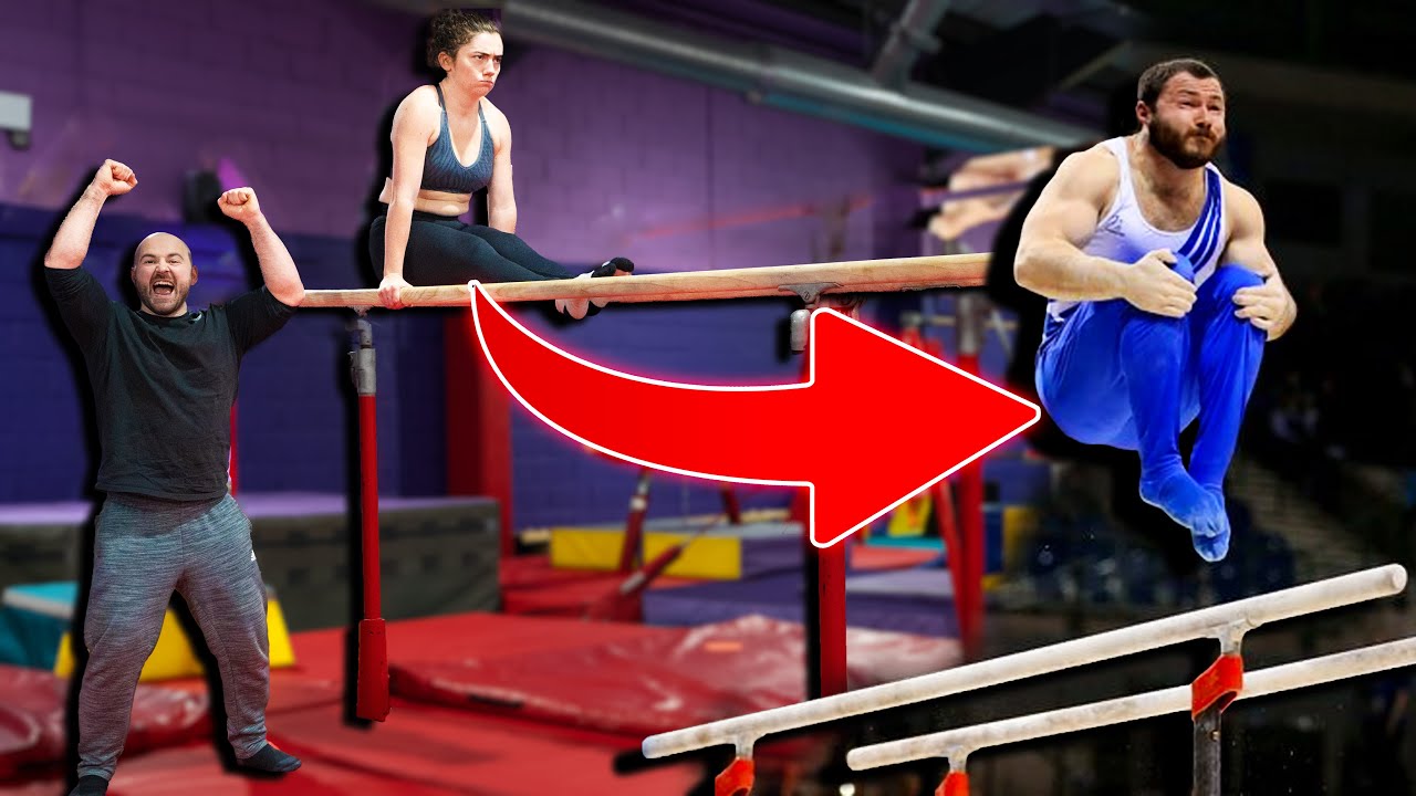 Learning my boyfriend's GOLD MEDAL P Bar routine