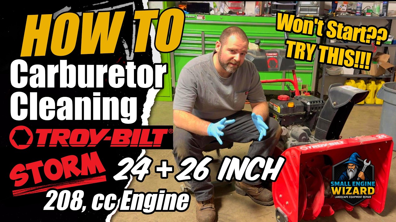 Troy Bilt STORM Carburetor Removal and Cleaning + Fuel tank removal