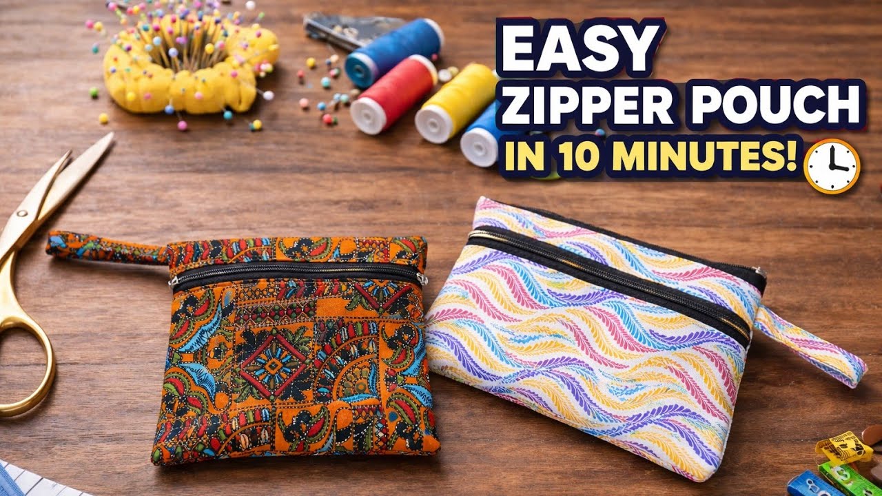 JUST 10 MINUTES Zipper pouch 👝👝 One zipper & two zipper pouch making