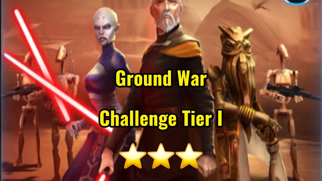 Ground War Assault Battle &ndash; Challenge Tier 1 &ndash; 3★ Clear | SWGOH (JKL Lead Jedi Team)