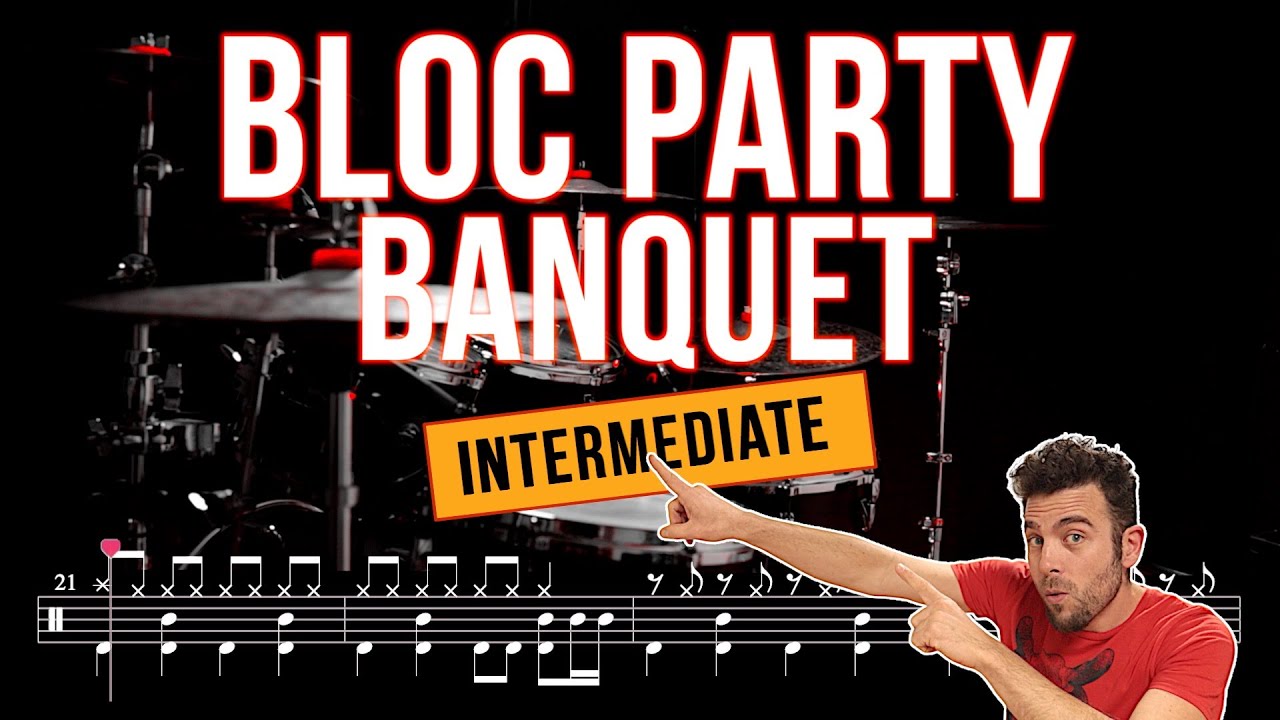 Bloc Party - Banquet - Drum cover (with scrolling drum score)