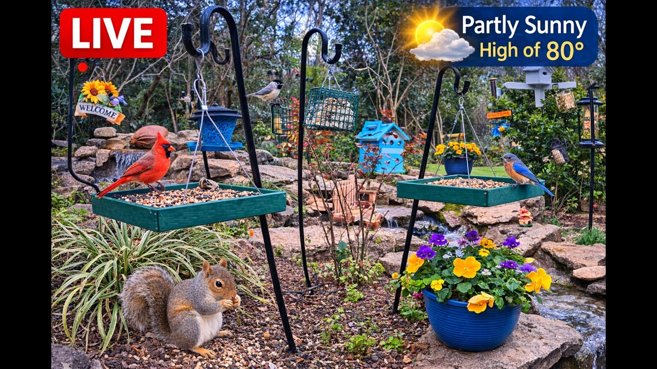🔴 LIVE Bird Feeder Cam 🐦 | Backyard Birds Visiting the Feeders