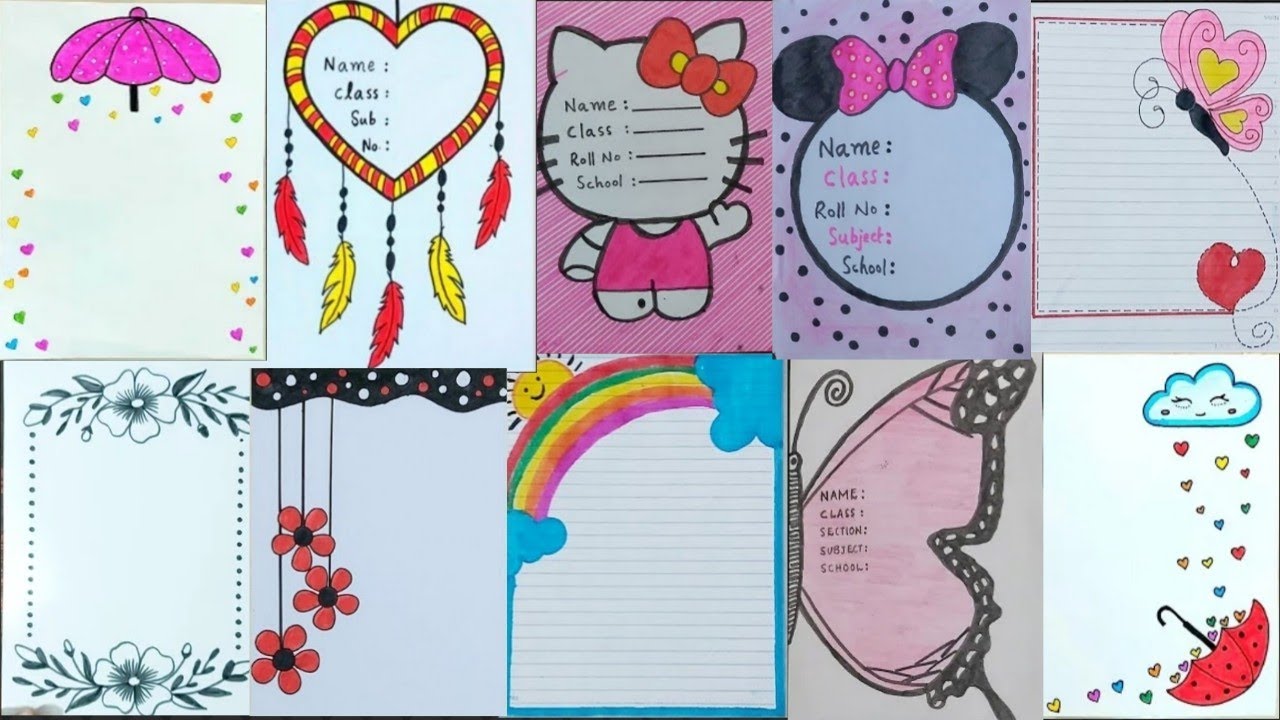10 Beautiful Project Border Designs || Project Assignment Note Book Decoration Ideas ||Border Design