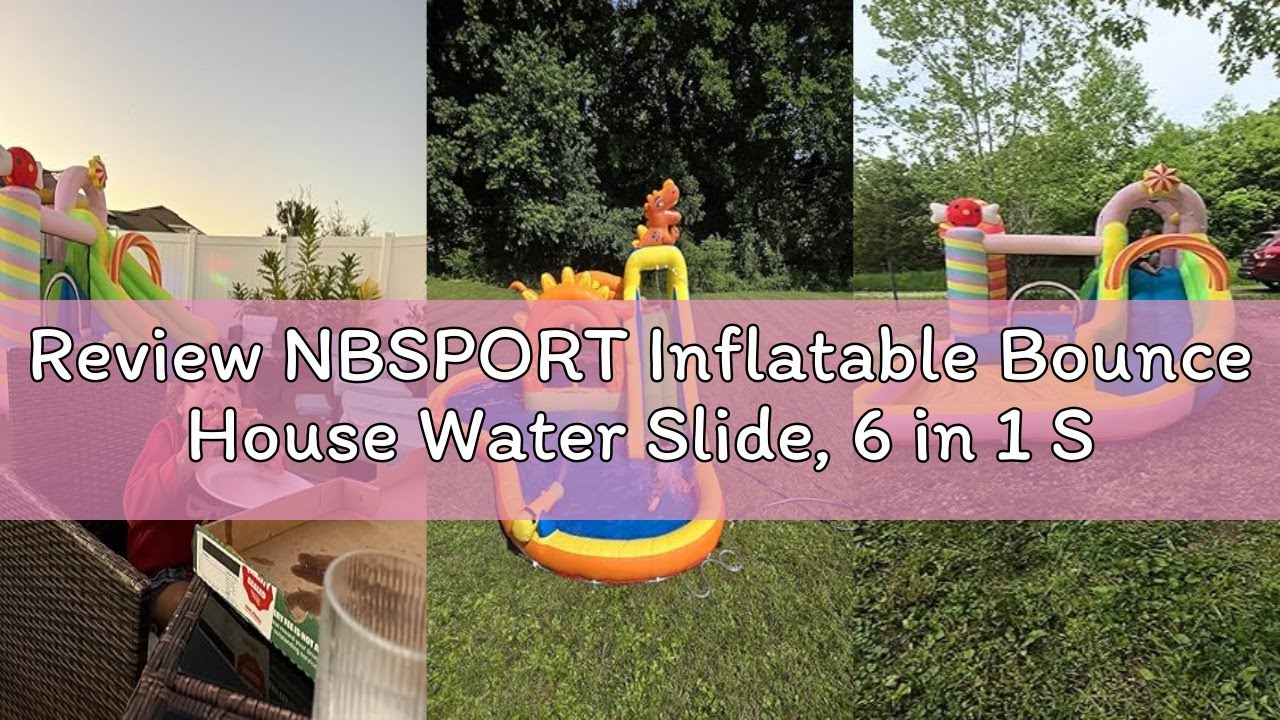 Review NBSPORT Inflatable Bounce House Water Slide, 6 in 1 Sweet Candy Water Park, Wet Dry Combo Bou