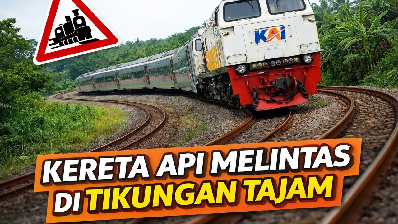 Kereta Api Melintas di Tikungan Tajam || Momen Epik Kereta KAI di Pedesaan