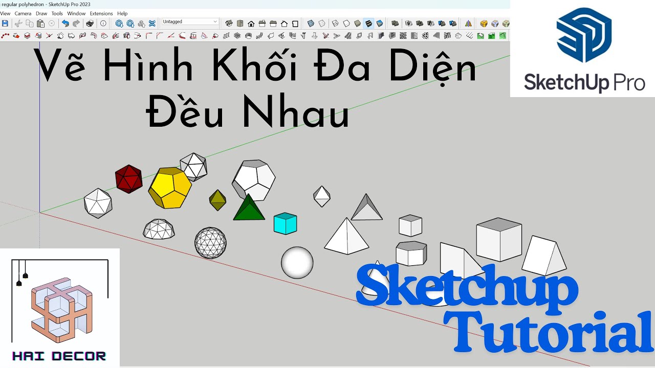 Sketchup Tutorial - Cách Vẽ Hình Khối Đa Diện Đều Nhau. #sketchup #drawing #easy #model #designer