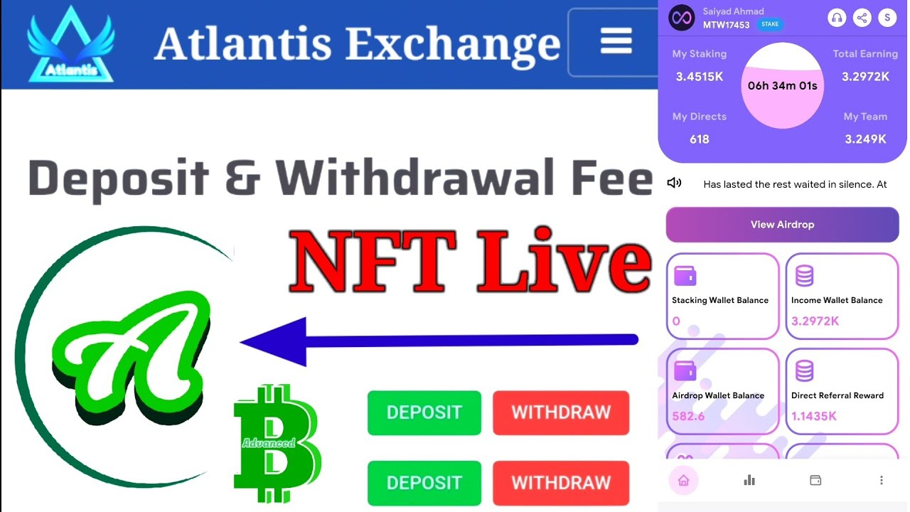 Atlantis Nft Live Withdraw Start Atlantis Exchange App American coin Atlantis New update Earn money