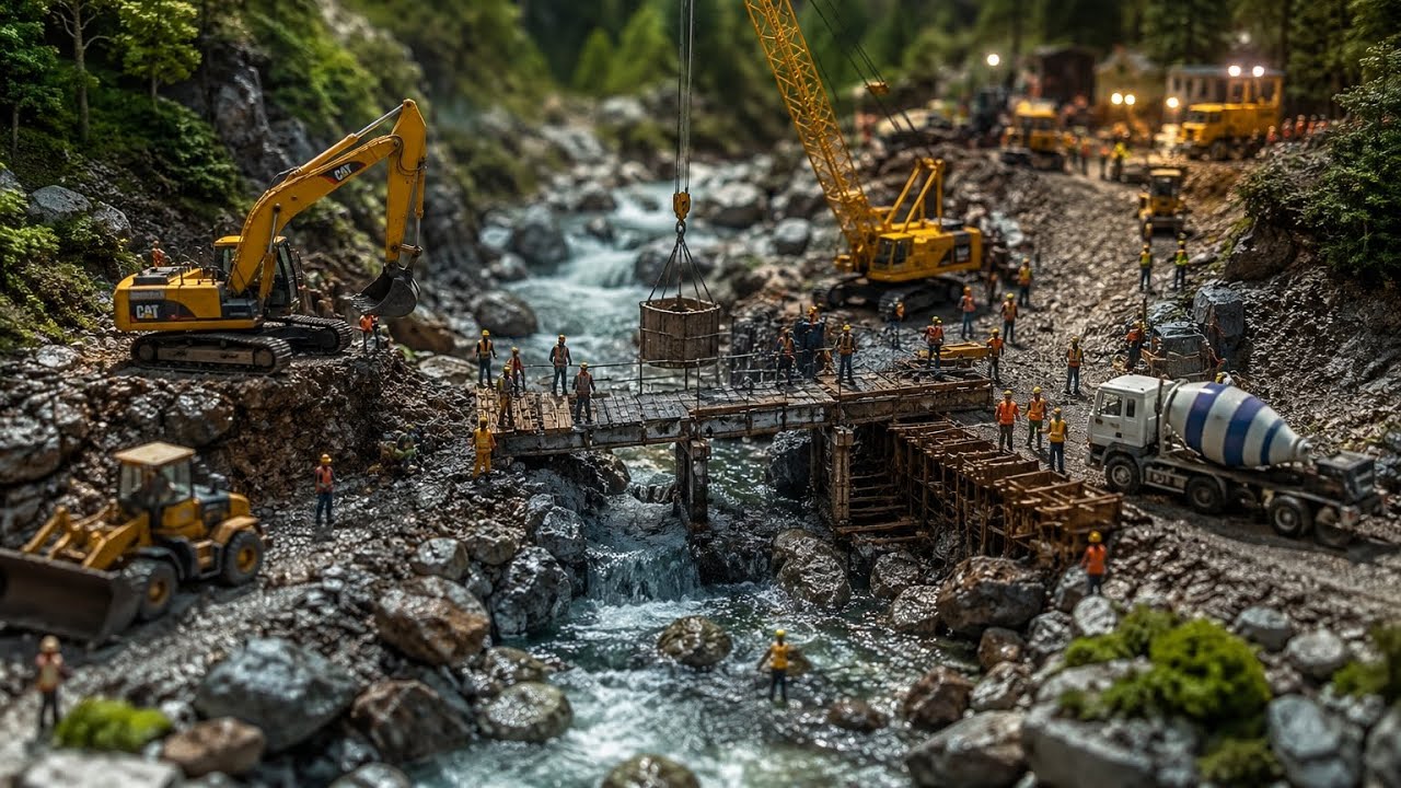 From Start to Finish: Tiny Construction Workers Build a Forest Bridge | Ultra Realistic Mini World