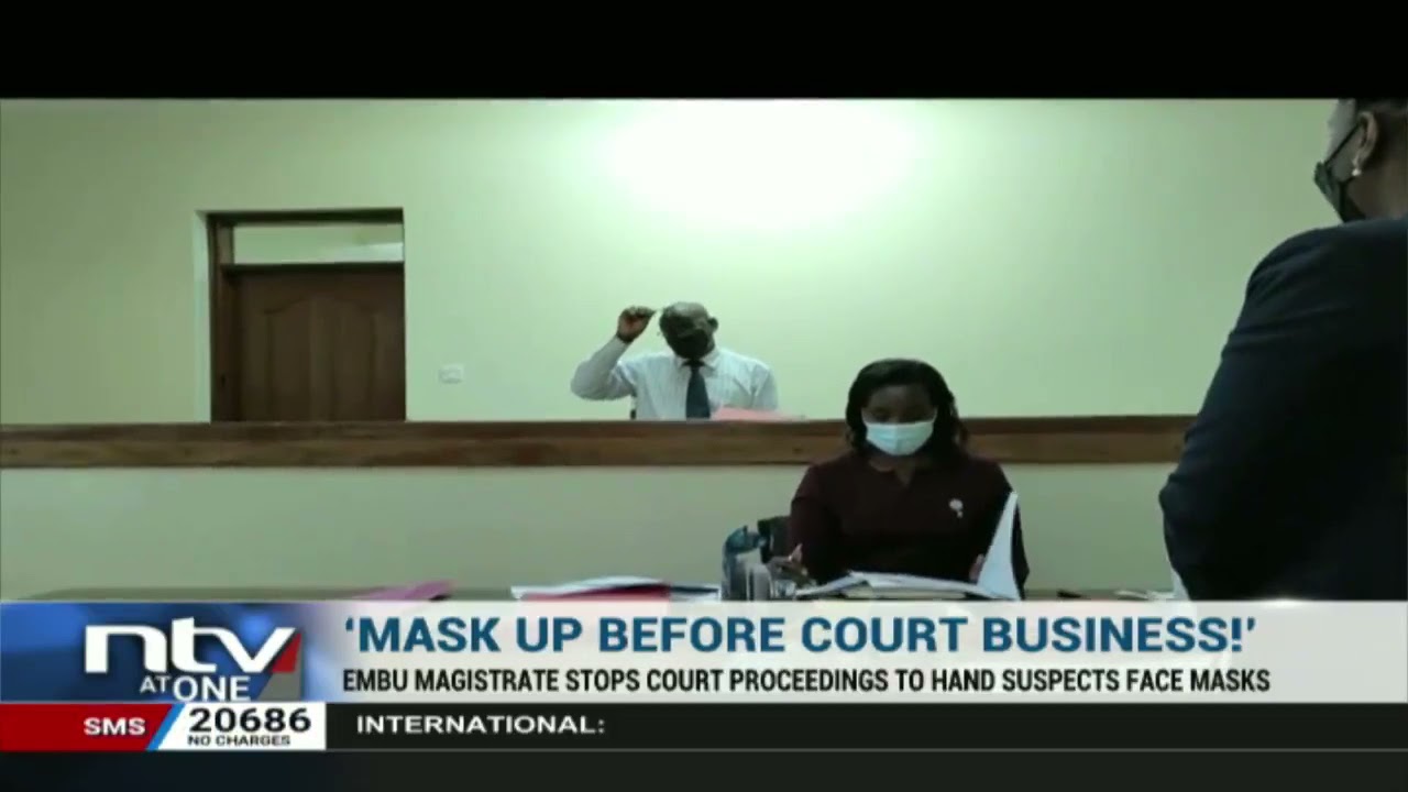 Embu magistrate stops court proceedings to hand suspects face masks