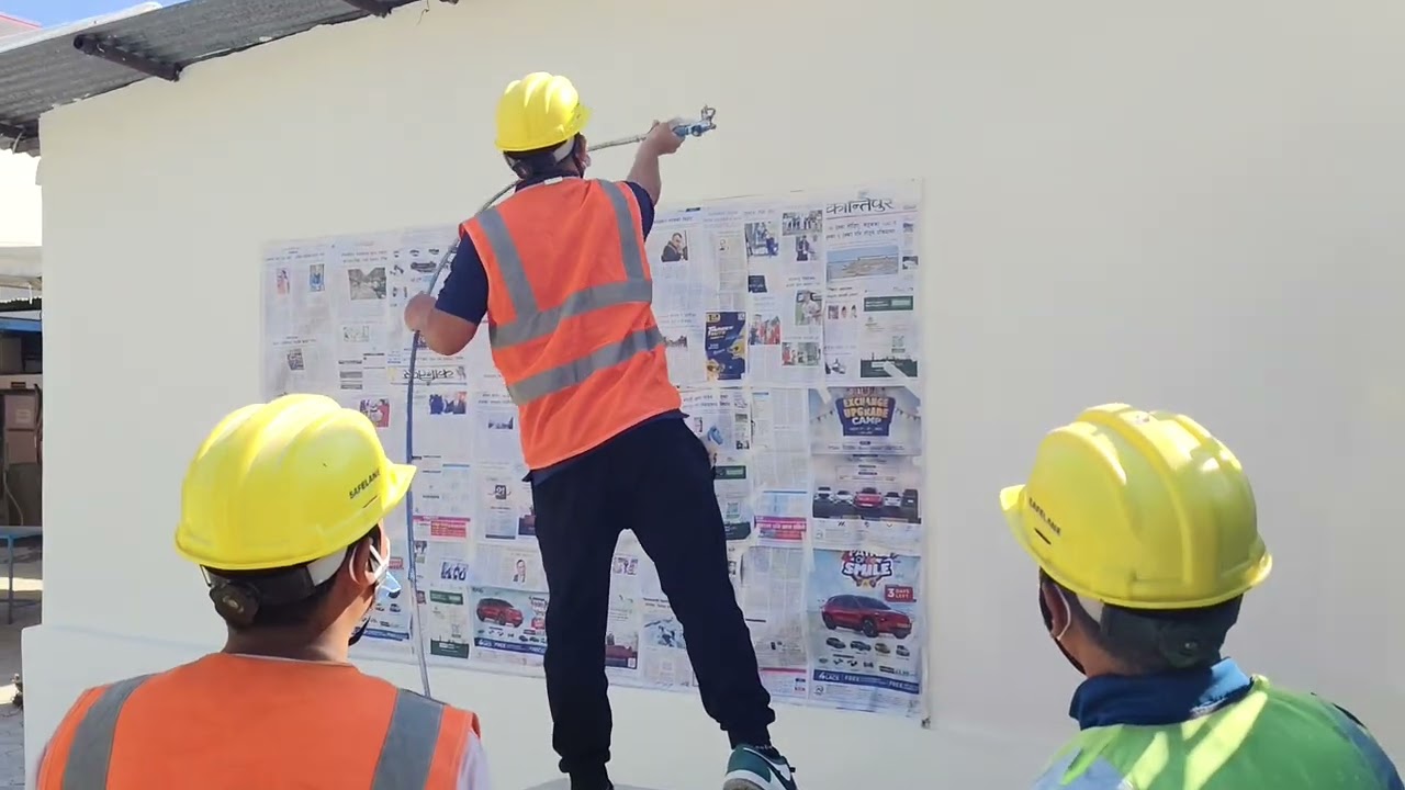 spray painter has doing wall paint. #foryou #fyp #viral #viralvideo #youtube #construction #video 