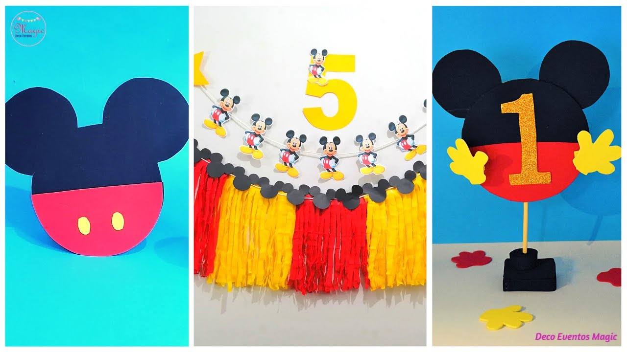 3 Ideas para Decorar tu Fiesta de Mickey :) manualidades faciles y sencillas