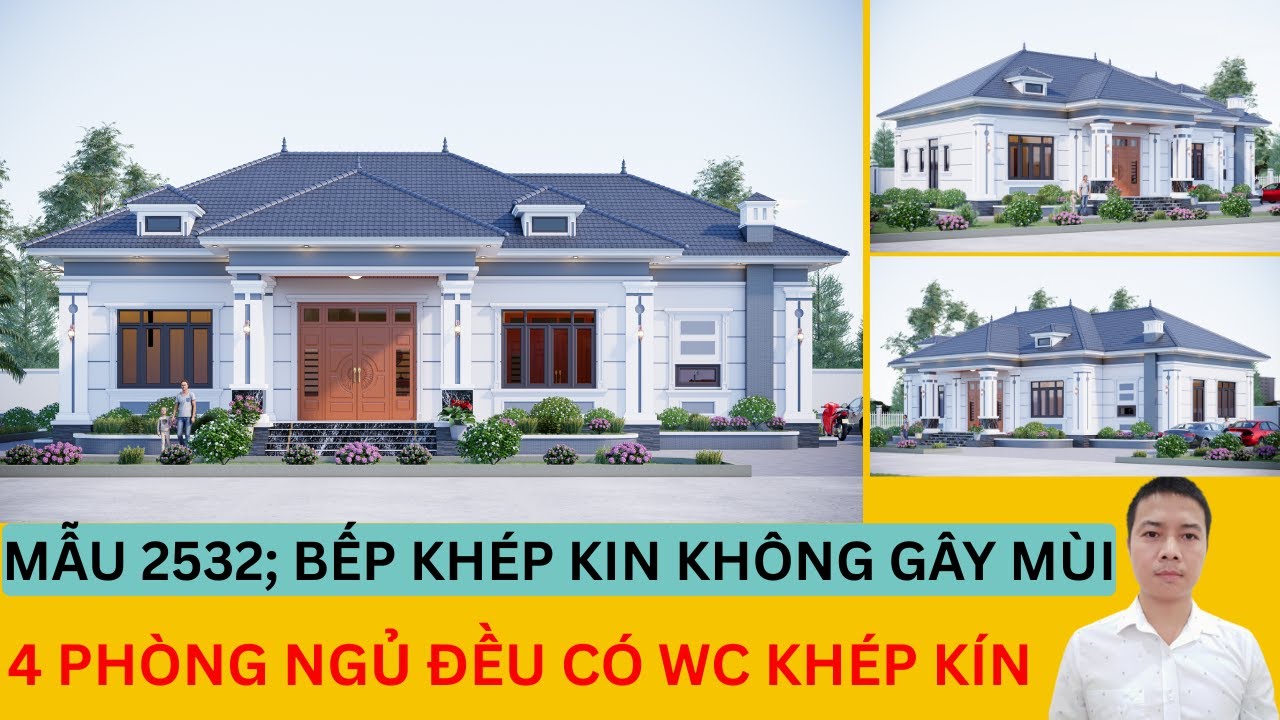 Mẫu 2532- Nhà Cấp 4 Mái Nhật 4 Phòng Ngủ Tinh Tế Cho Con Trưởng, Không Gian Thờ Tự Trang Nghiêm
