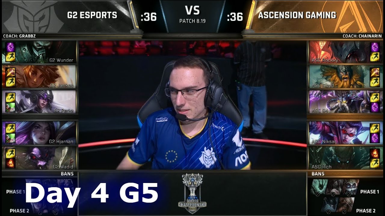 G2 vs ASC | Day 4 Play-In Stage S8 LoL Worlds 2018 | G2 eSports vs Ascension Gaming