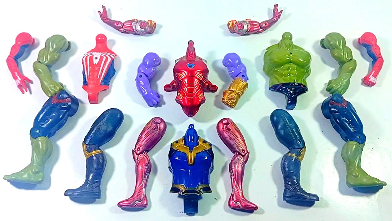 ASSEMBLE SUPERHERO TOYS.. IRONMAN vs SPIDERMAN MILES MORALES vs HULK SMASH vs THANOS.. 