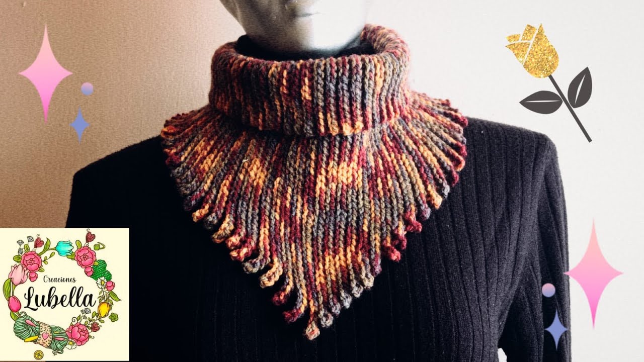 Cómo hacer Cuello unisex en V a crochet #tejidos #cuello #creacioneslubella
