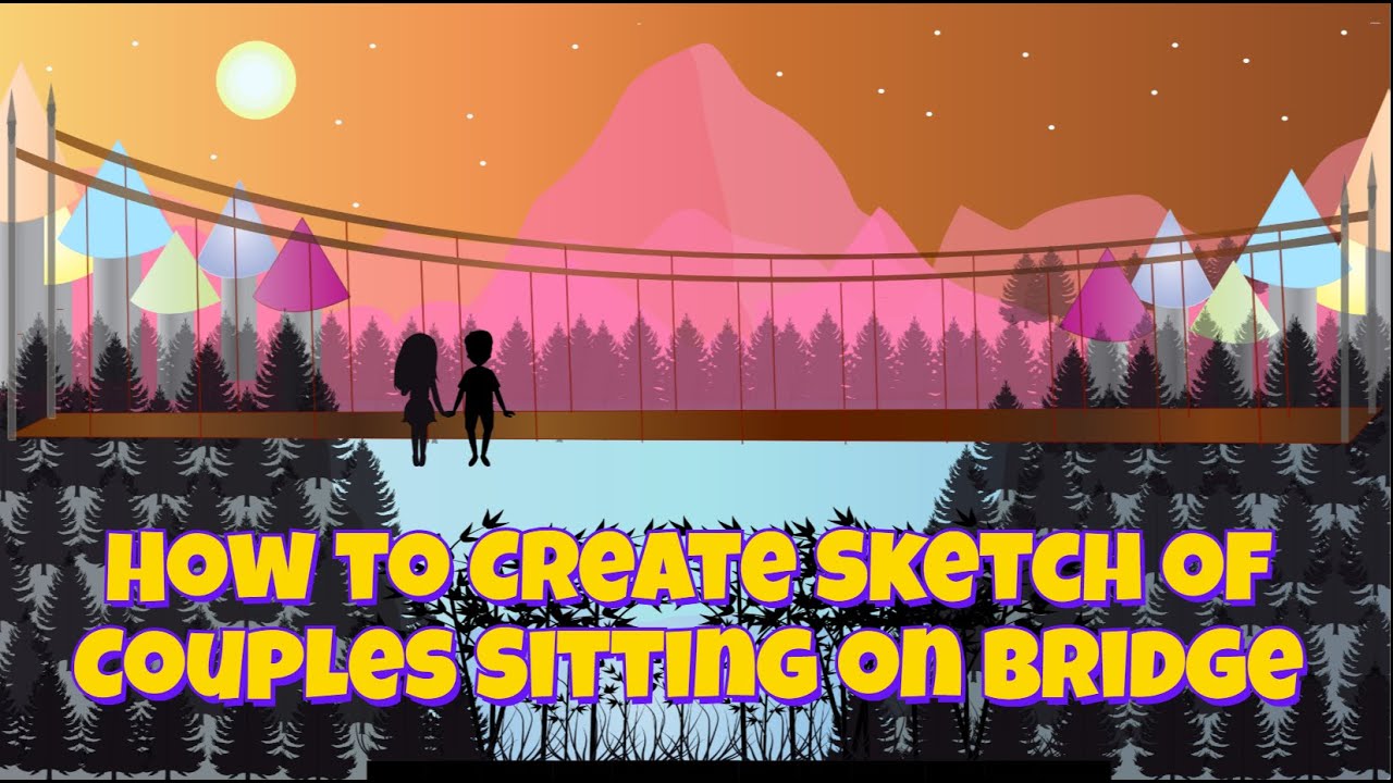 How to Create Sketch of Couples Sitting on bridge