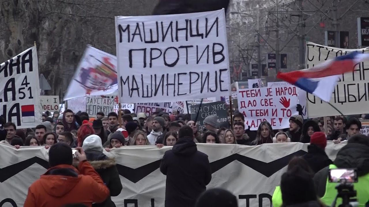 Striking Serbian university students protest alleged corruption