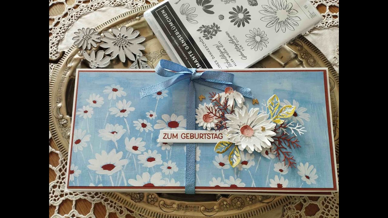 Große Gutscheinverpackung für Wellnessgutschein und Tee selber basteln Gänseblümchen Stampin' Up!