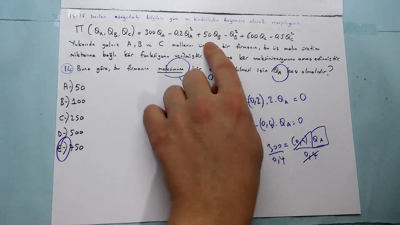 AÖF MATEMATİKSEL İKTİSAT 2019 DÖNEM SONU SINAVI 2. KISIM