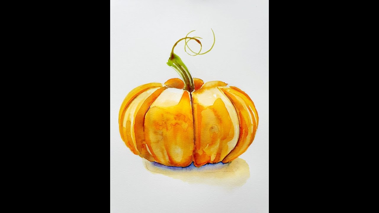 How to paint a Watercolor pumpkin easy watercolour tutorial