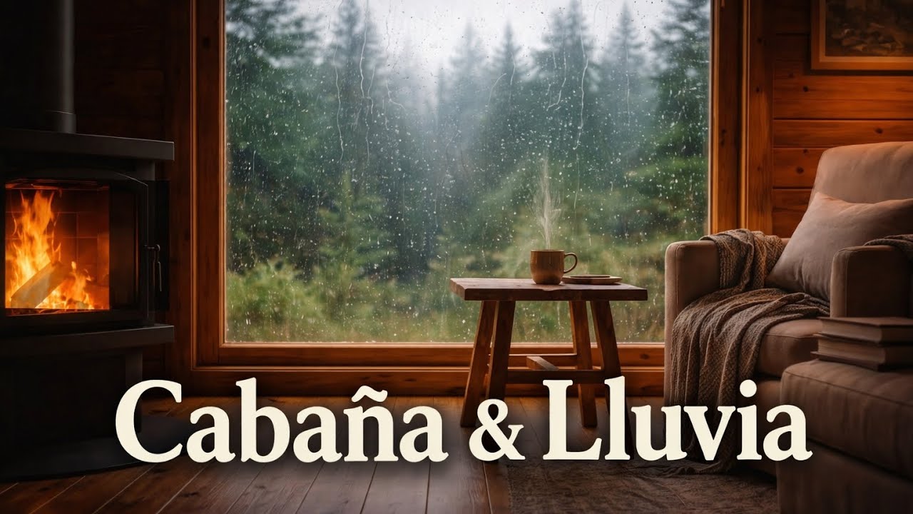 🌧️ Lluvia Relajante en Cabaña Acogedora | Ventana, Fogata y Paz Interior 1 hora