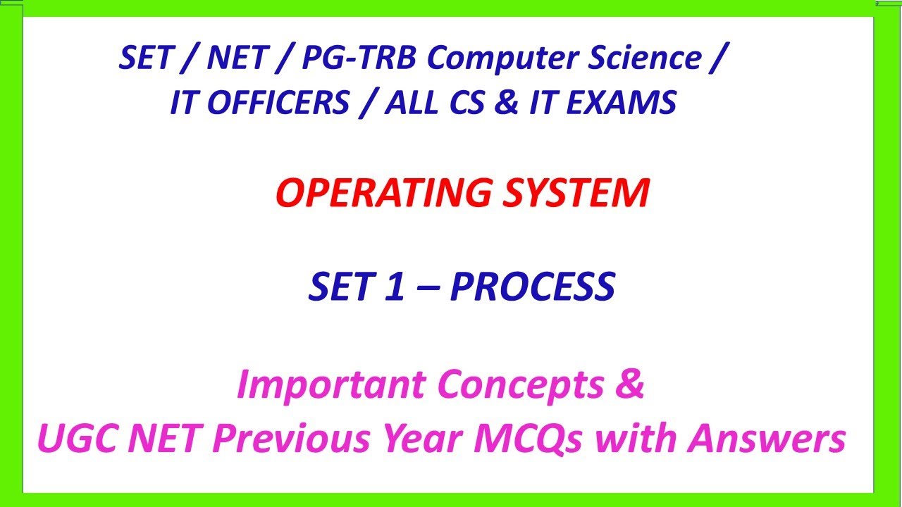 UGC NET CS | Operating System | Process |  NET Solved Questions with Answers | PG TRB CS | In Tamil