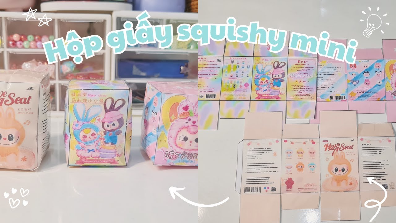 Làm squishy hộp giấy mini #diy #diydecor #trending
