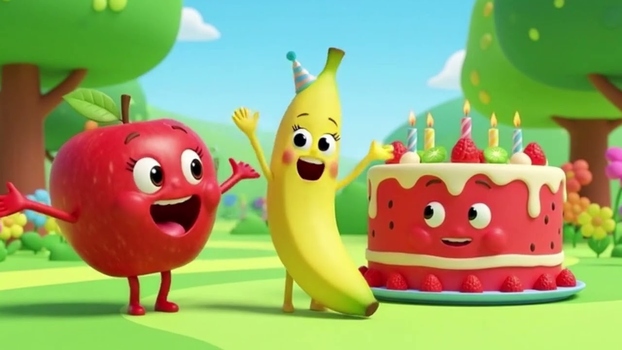 Apple and Banana’s Happy Watermelon Birthday 🎂🎈 | Fun Kids Birthday Story About Friendship 🍉✨
