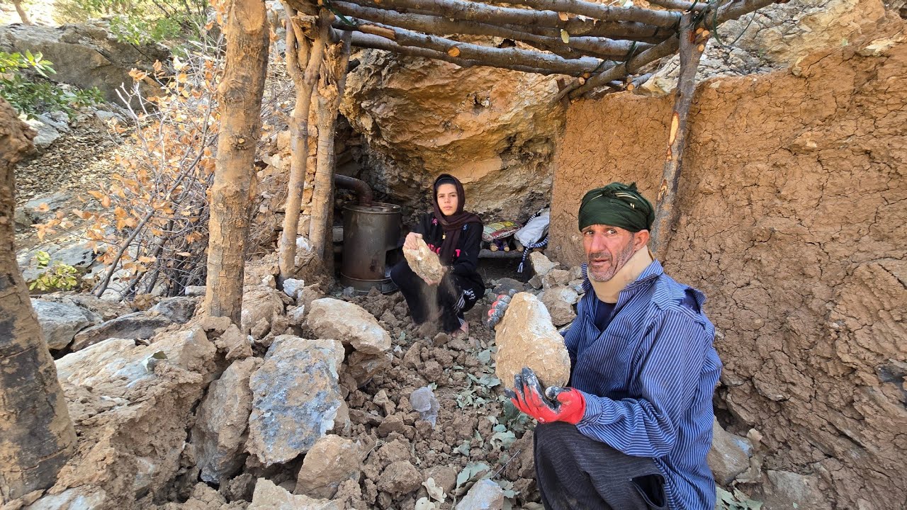     Rebuilding a cave in the heart of the mountains; an effort to reconstruct the shelter.   