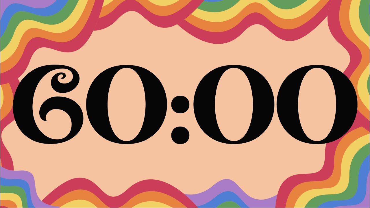 60 Minute Fun Groovy Rainbow Timer (Piano Alarm at End)