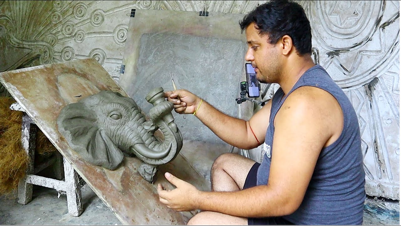3D Elephant Head Wall Lamp Wall Decor | Amazing wall hanging fiber craft ideas | Clay making