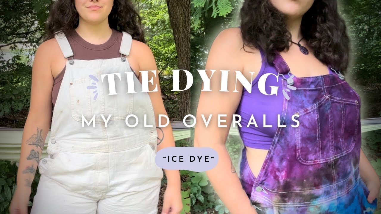 Tie dying my old stained overalls! *FIRST TIME ICE DYING*
