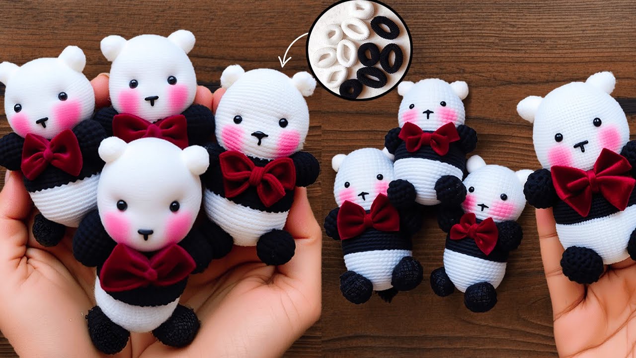 DIY 🐼 Cute Panda Keychain / Made with Hair Bands 🎀 Easy Craft