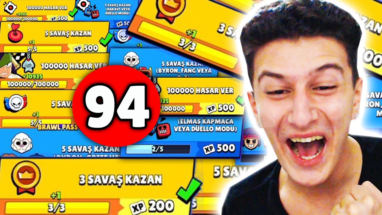 94 GÖREVLE TEK SEFERDE BRAWL PASSI BİTİRDİM 😱