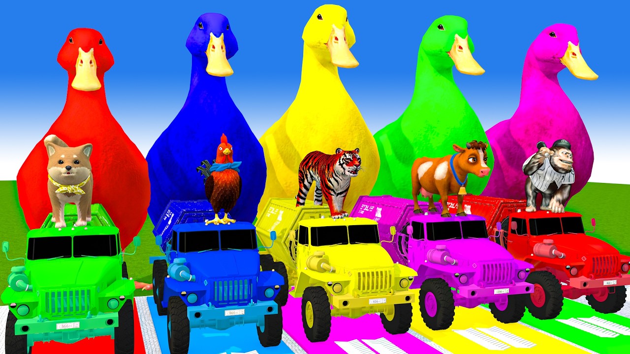 Long Slide Game With Cow Elephant Gorilla Hippopotamus Tiger 3d Animal Game Funny 3d Animals
