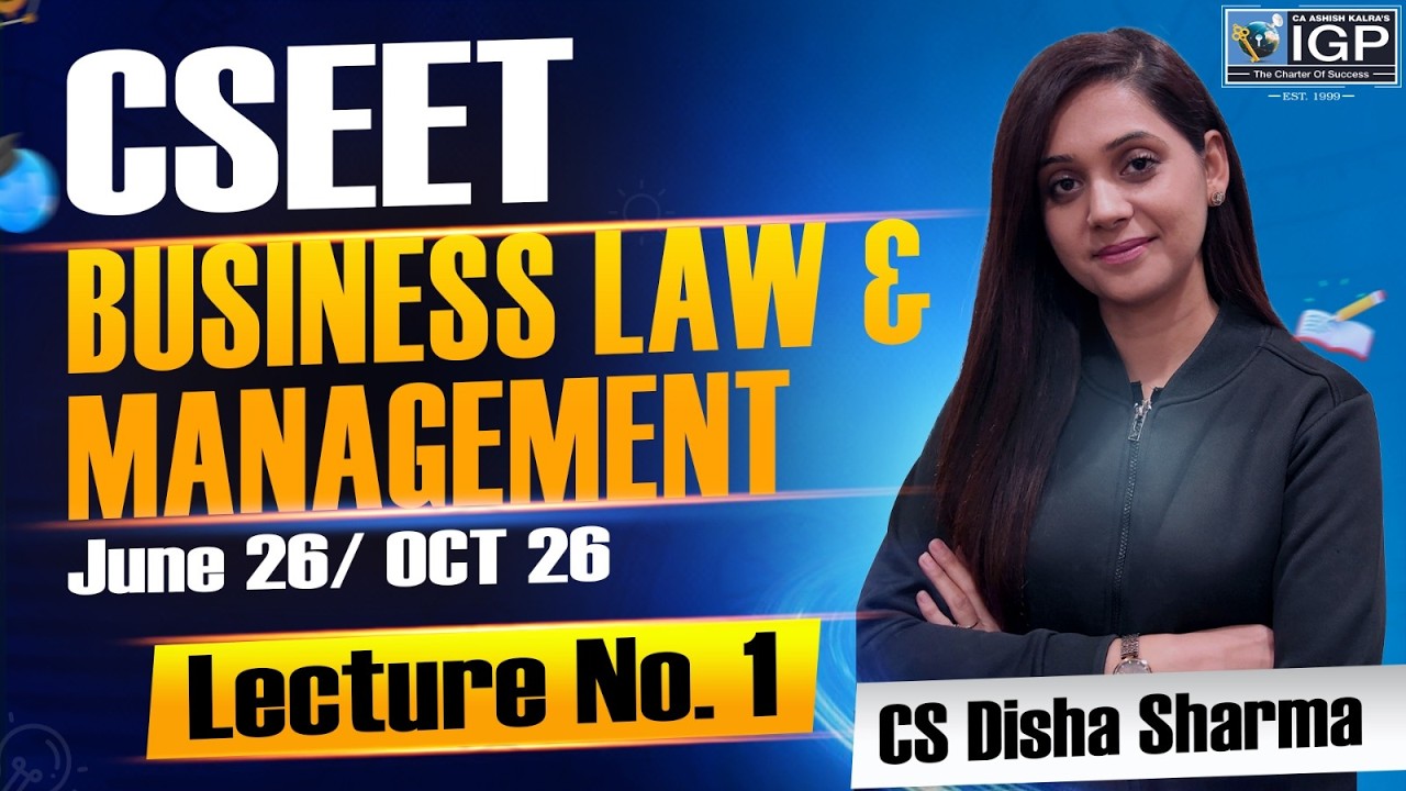 CSEET || Business Law and Management || Demo Video-1 || For June'26 attempt || By CS Disha Sharma