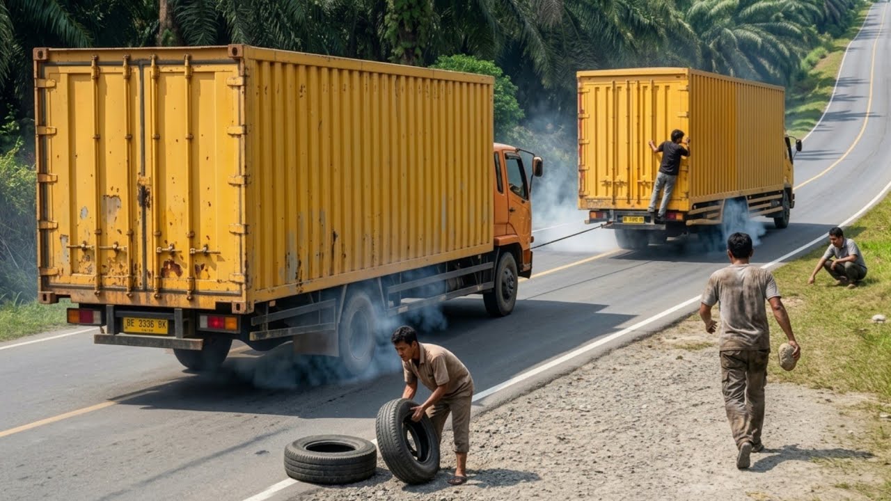 Mantap..!!! Truk Bermuatan Ini Berhasil Di Tarik Melewati Jalan di Tanjakan Bukit Kodok
