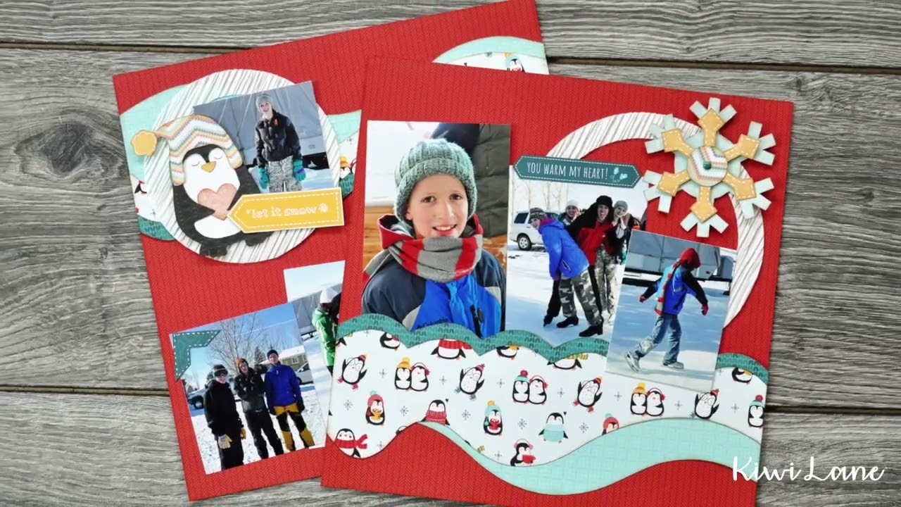 Layered 2 page scrapbooking page - Kiwi Club