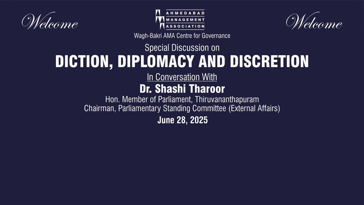 Special Discussion on Diction, Diplomacy and Discretion by Dr. Shashi Tharoor at AMA