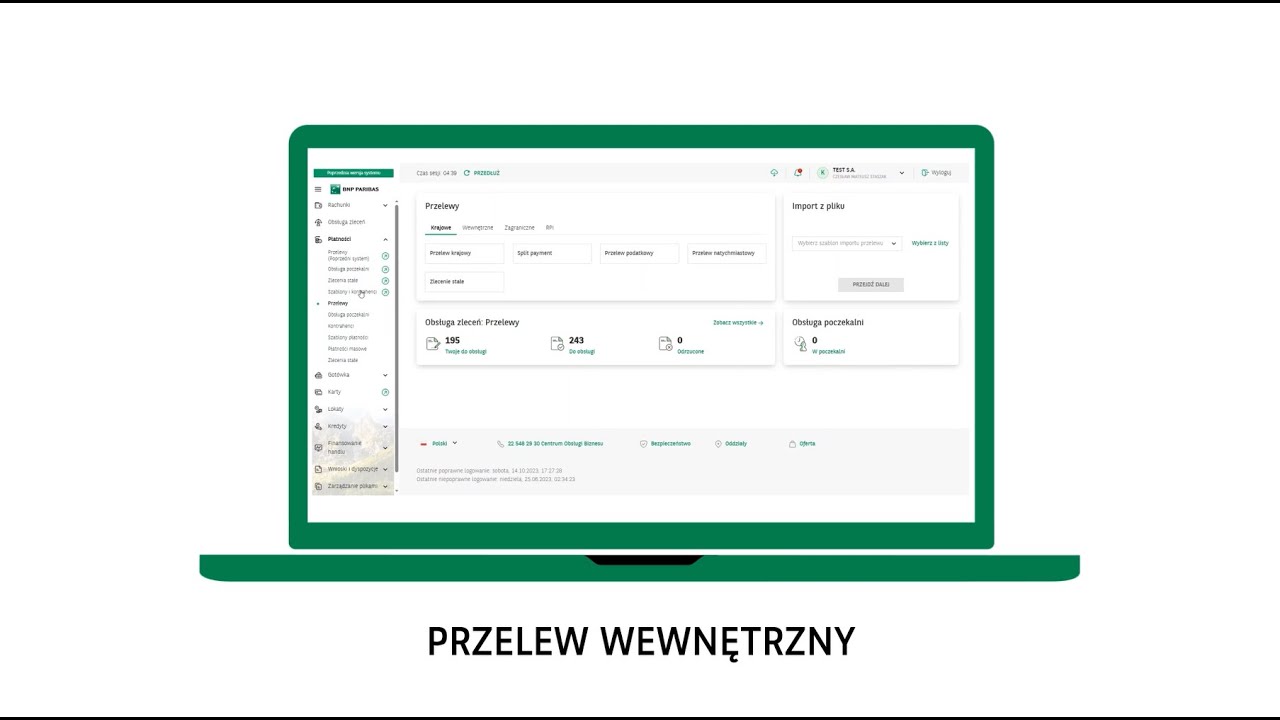 GOonline BIZNES nowy moduł PŁATNOŚCI: Przelew wew. w PLN, Przelew wew. walutowy, Przewalutowanie
