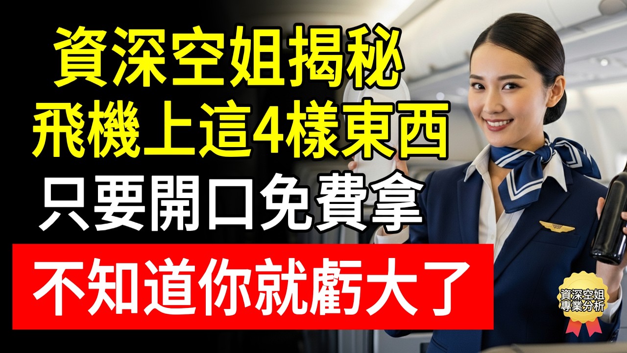 資深空姐揭秘：飛機上這4樣東西，只要開口免費拿！不知道你就虧大了！#睿智同行 #詠晴 #飛機餐 #長途飛行 #帶娃坐飛機 #經濟艙攻略 #一次性拖鞋
