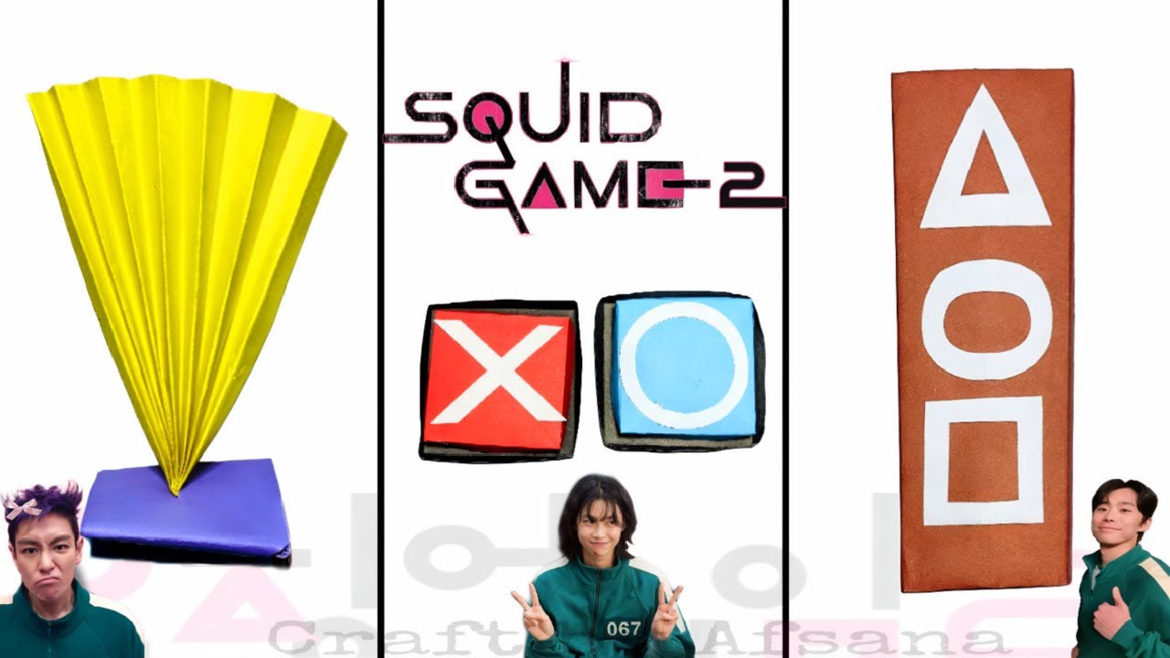 3 Toy Inspired by Squid Game 🔼⏺️⏹️ How to Make Squid Game Jegi, Button Toy and Flying Stone