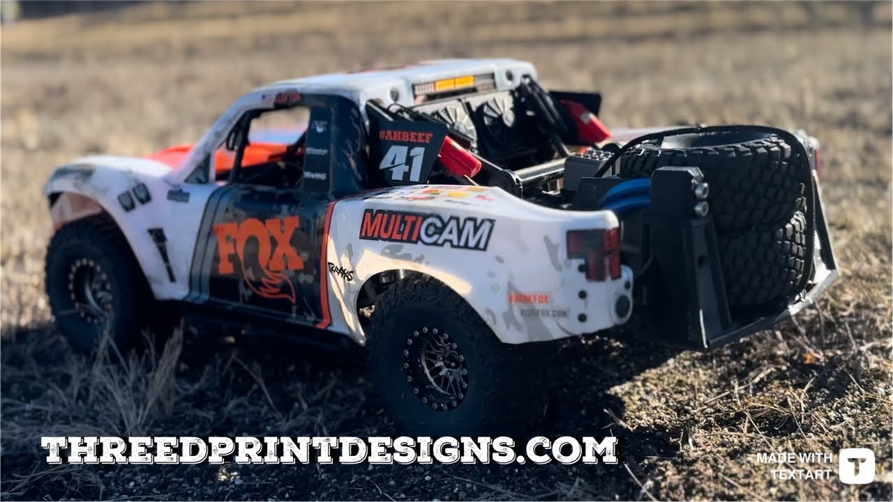 Traxxas UDR dual tire carrier install and test. Threedprintdesigns