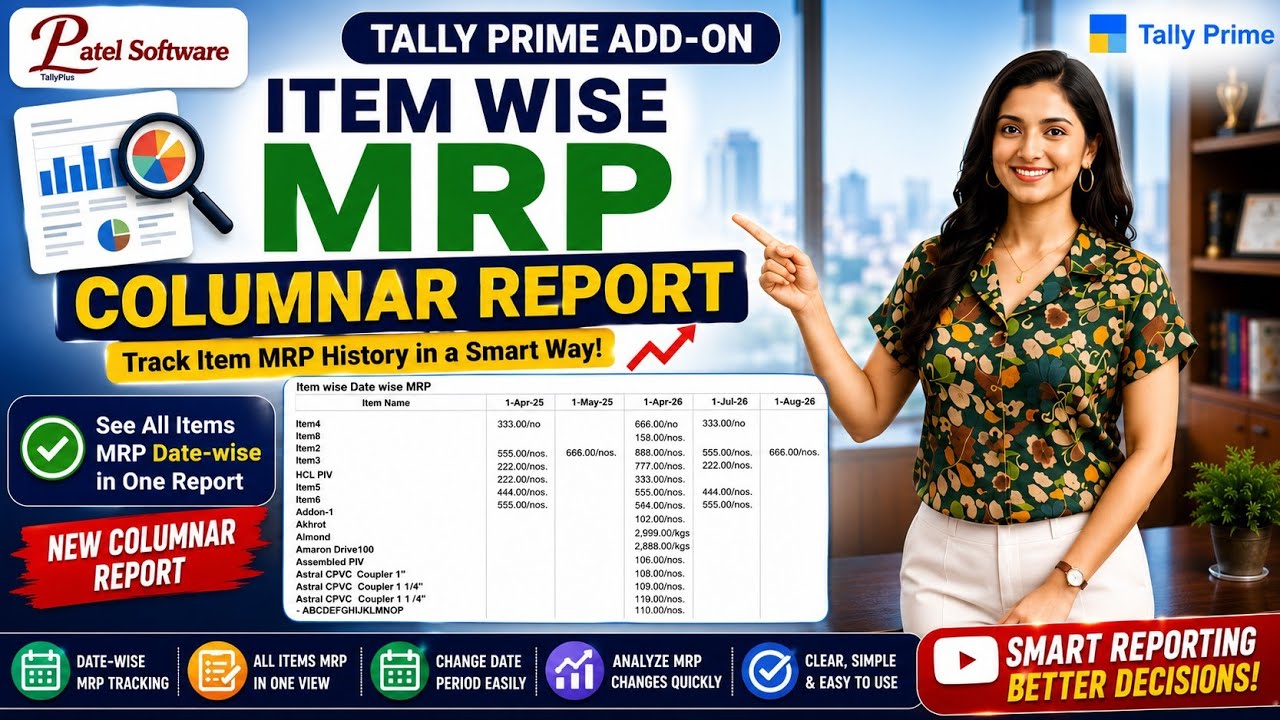 Tally Customized Add-on: Items MRP Columnar Report