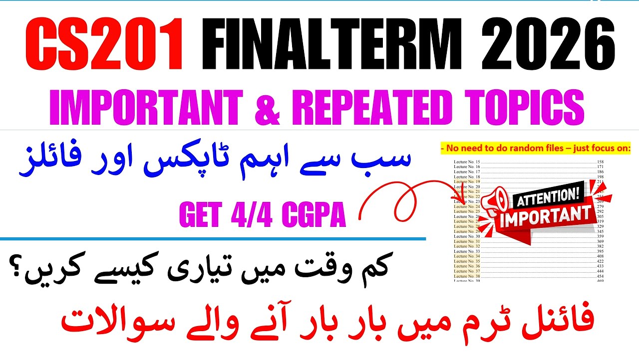 Cs201 final term preparation 2026 || Cs201 Final Term MCQS 2026 || Cs201 final term preparation 2025