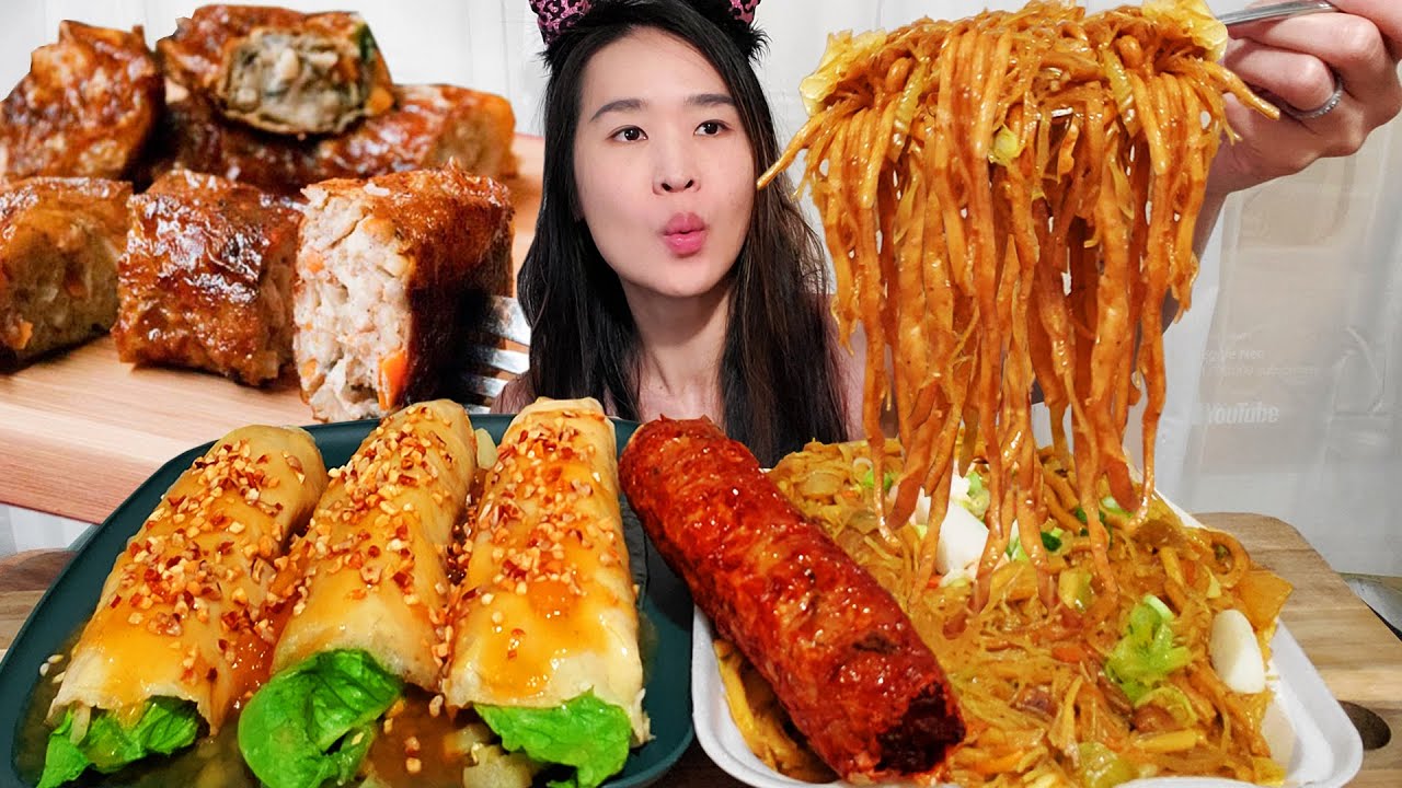 Satisfying Big Bites Mukbang: Filipino Noodles & Kikiam | ASMR Eating Show